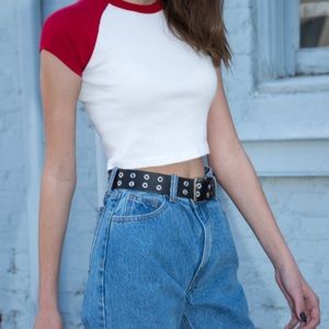 Brandy Melville bella top in red with 2 stickers!